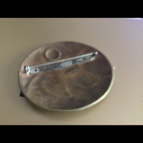 Copper abstract ocean waves brooch - Picture 2 of 3